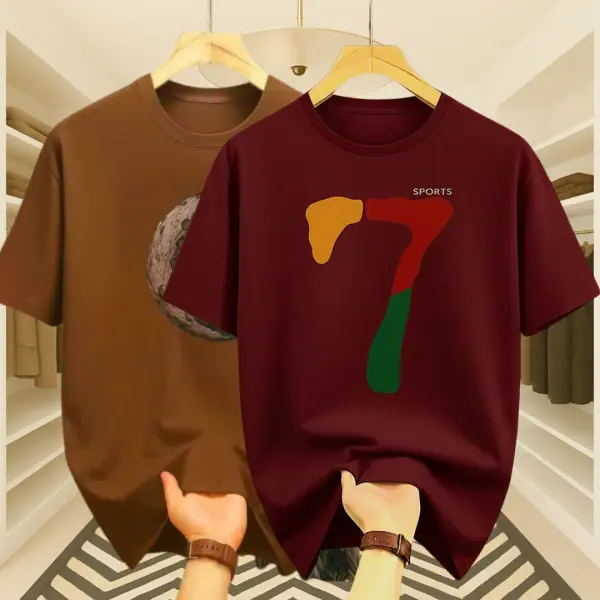 Men’s Premium Moon & Maroon 7 Drop Shoulder T-Shirt 2 Pcs Combo (Brown & Maroon)