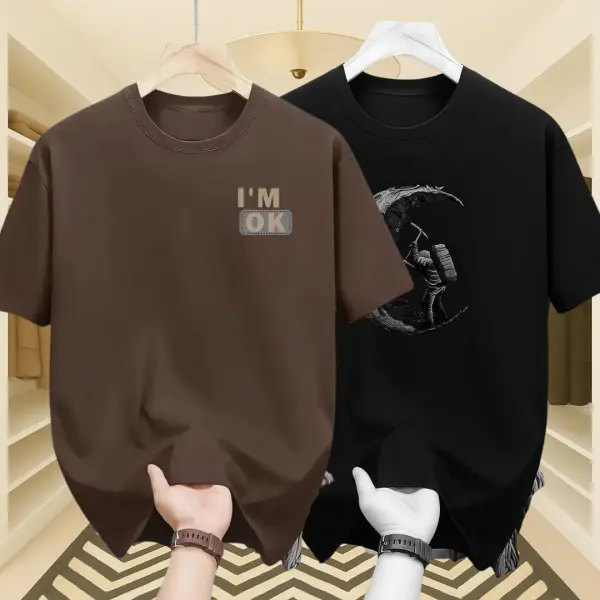 Mens Premium Export Quality DropShoulder T-shirt 2 Pcs Combo (Coffee & Black)