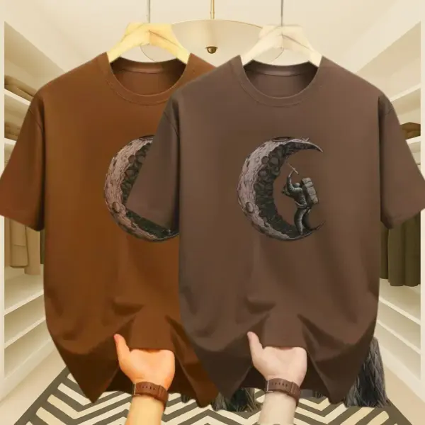 Men’s Premium Moon Drop Shoulder T-Shirt 2 Pcs Combo (Brown & Dark Coffee )