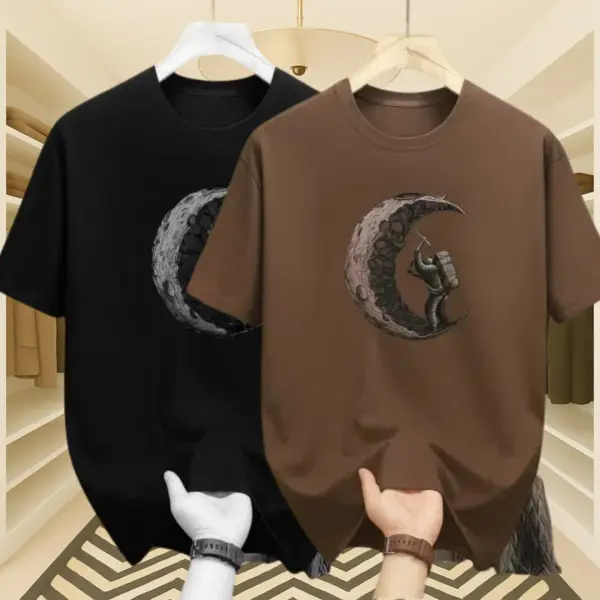 Men’s Premium Moon & MoonDrop Shoulder T-Shirt 2 Pcs Combo (Black & Dark Brown)