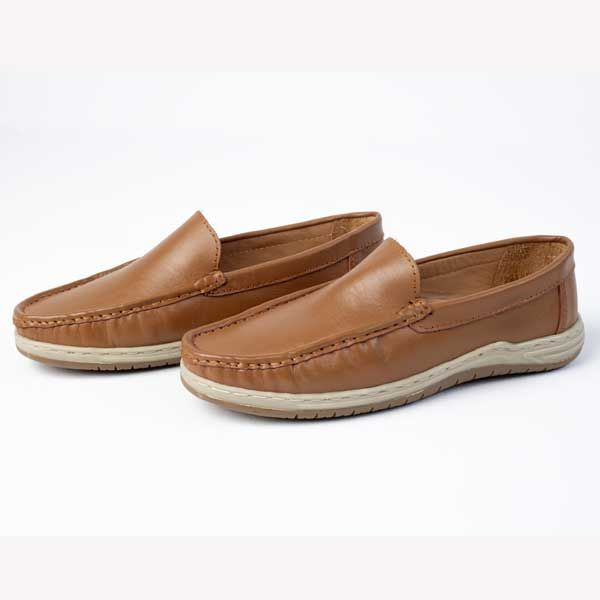 Men Handcrafted Lather Loafer Shoes Mustard & White AML05