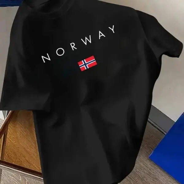 Mens Premium Export Quality DropShoulder Norway T-shirt (Black)