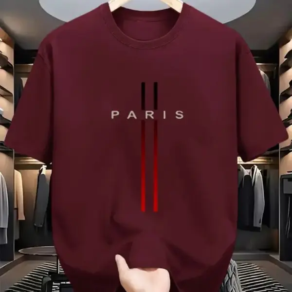 Mens Premium Export Quality DropShoulder Paris T-shirt (Dark Maroon)