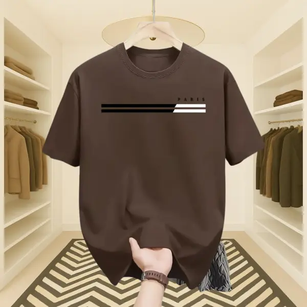 Mens Premium Export Quality DropShoulder Paris T-shirt (Chocolate)