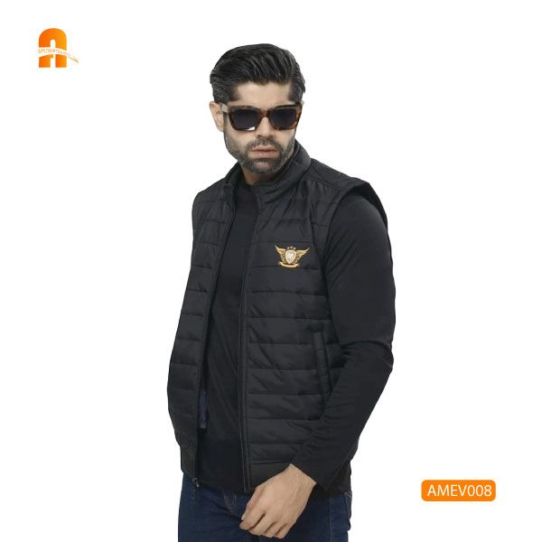 Mens Stylish Vest Jacket Black AMEV008