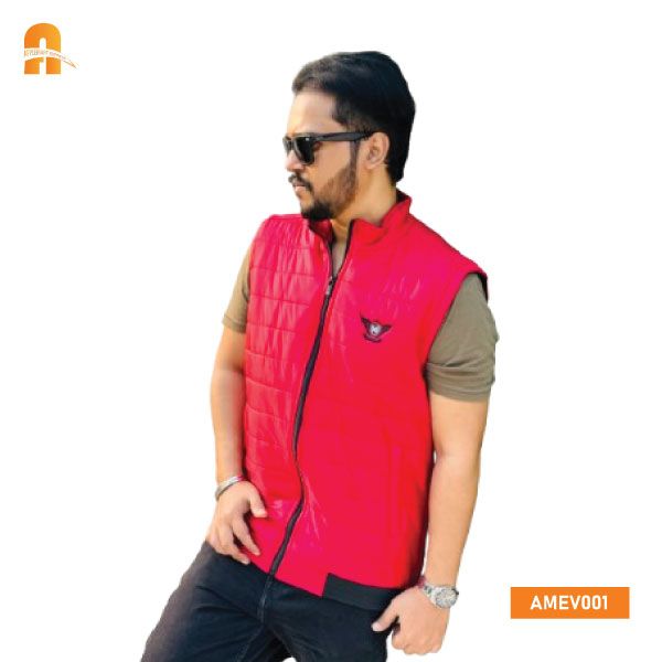 Mens Stylish Vest Jacket Red AMEV001