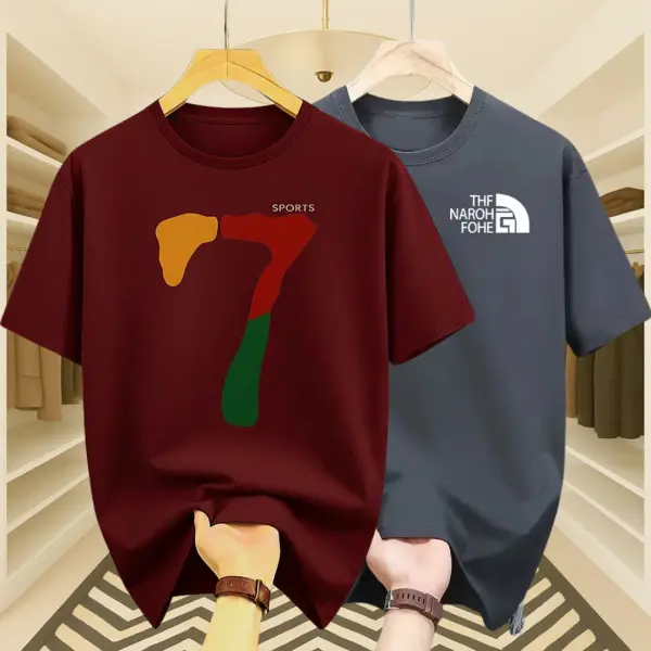 Men’s Premium Maroon 7 & The North Face Drop Shoulder T-Shirt 2 Pcs Combo (Maroon & Grey)