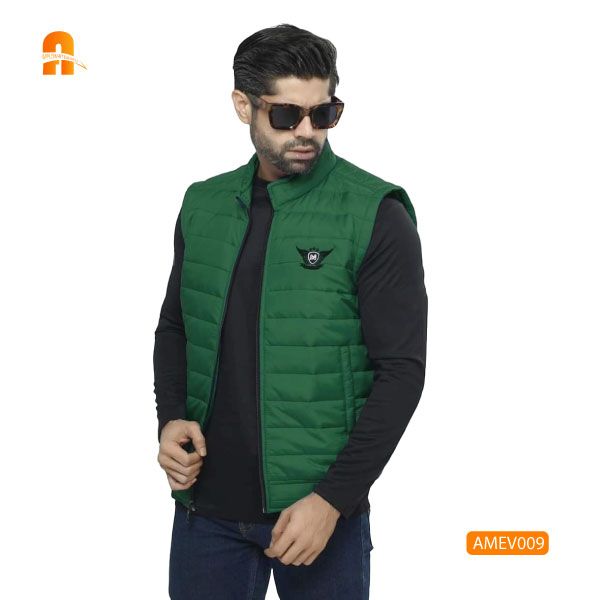 Mens Stylish Vest Jacket Green AMEV009