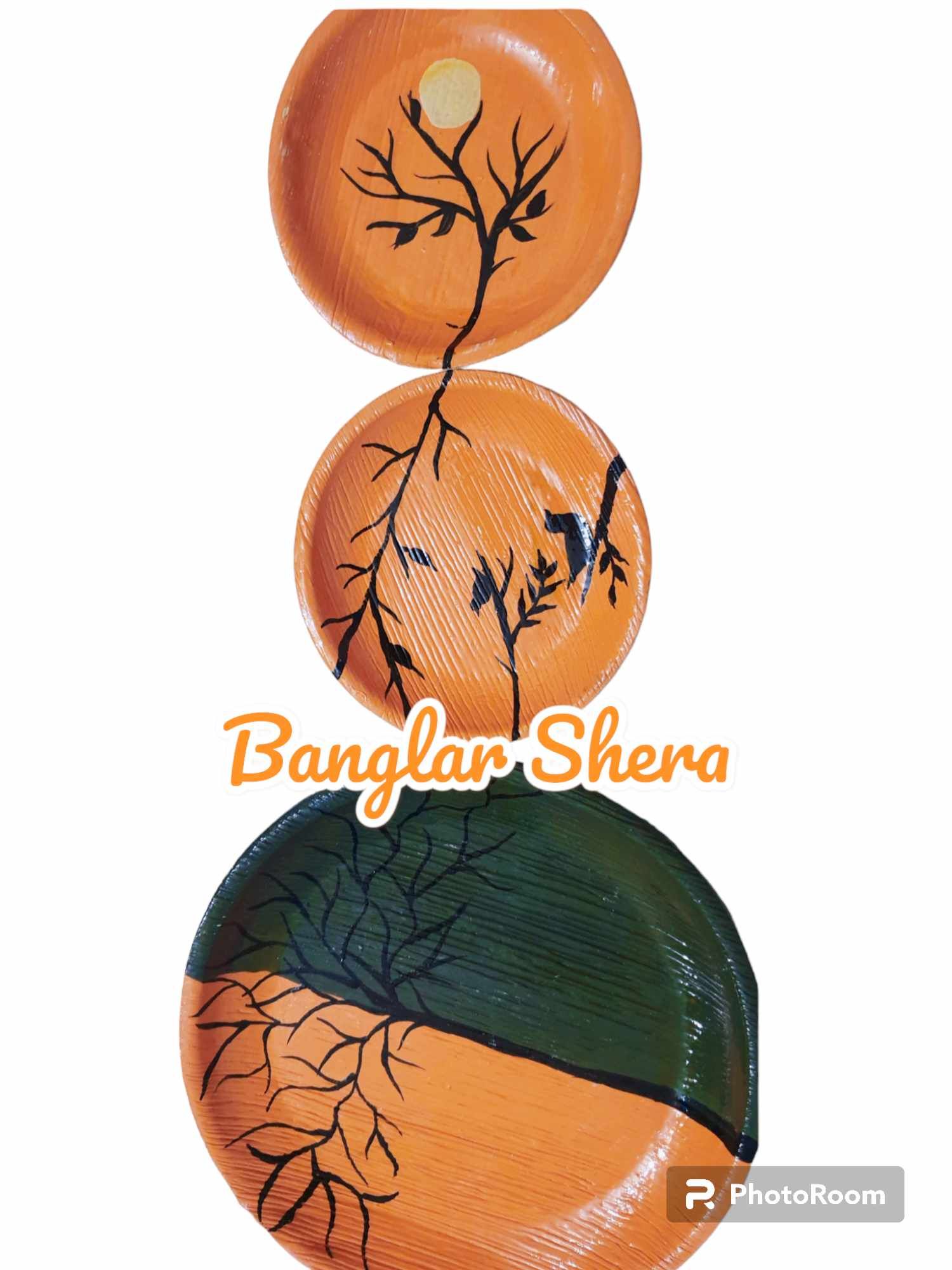 সুপারি খোলের পেইন্টিং প্লেট সেট।