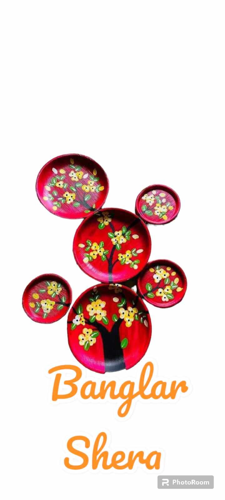 সুপারি খোলের পেইন্টিং প্লেট সেট।