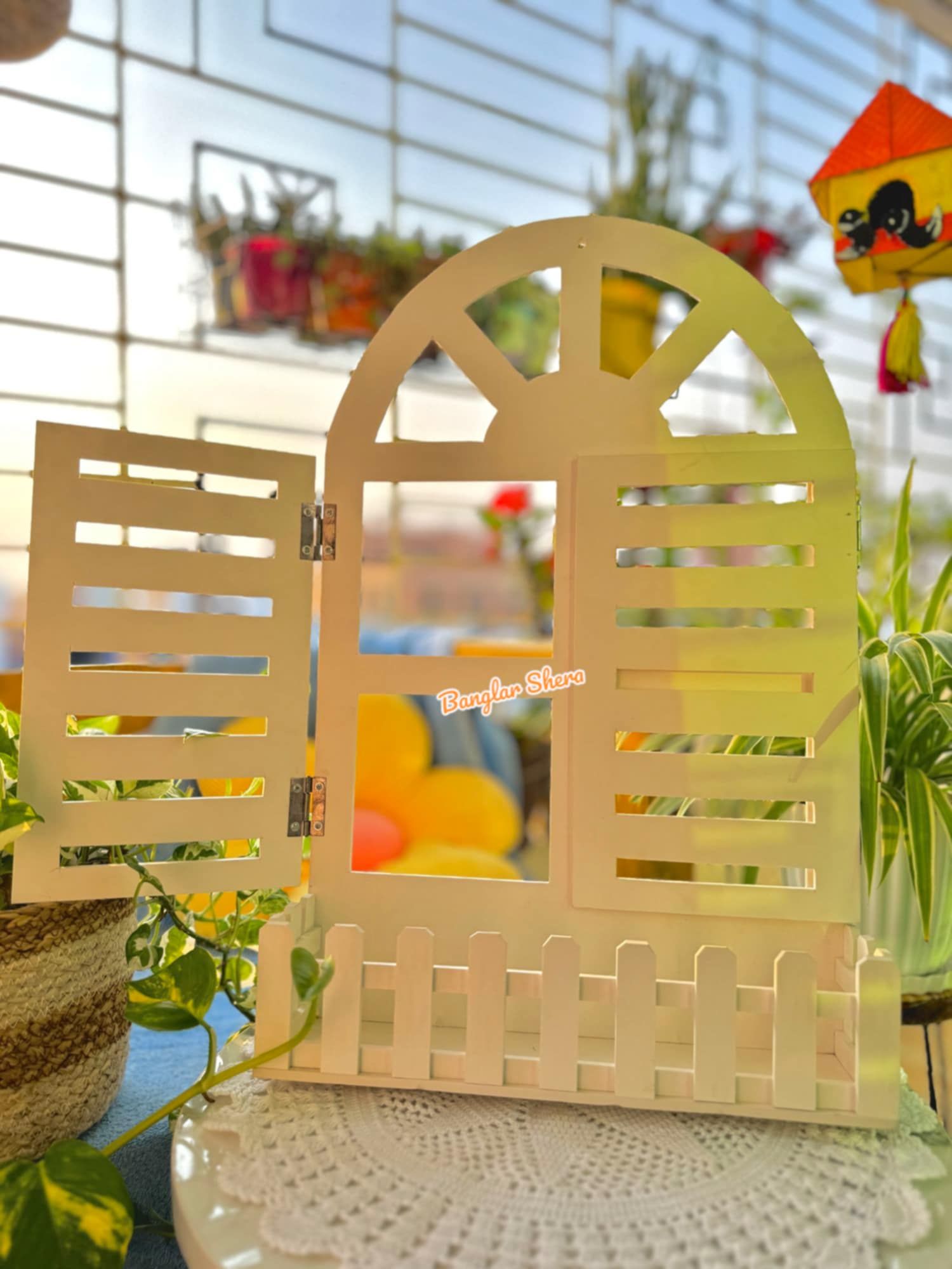 Window Wall Decor with Rose vine