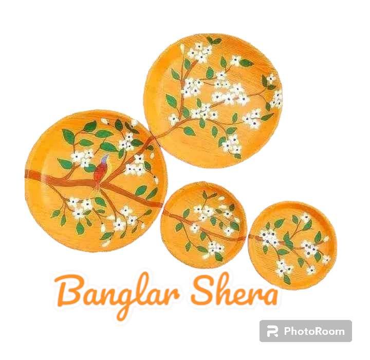 সুপারি খোলের পেইন্টিং প্লেট সেট।