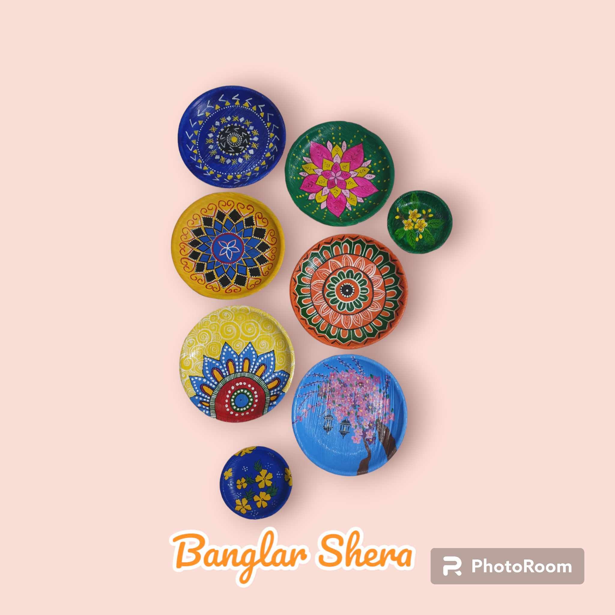 সুপারি খোলের পেইন্টিং প্লেট সেট।