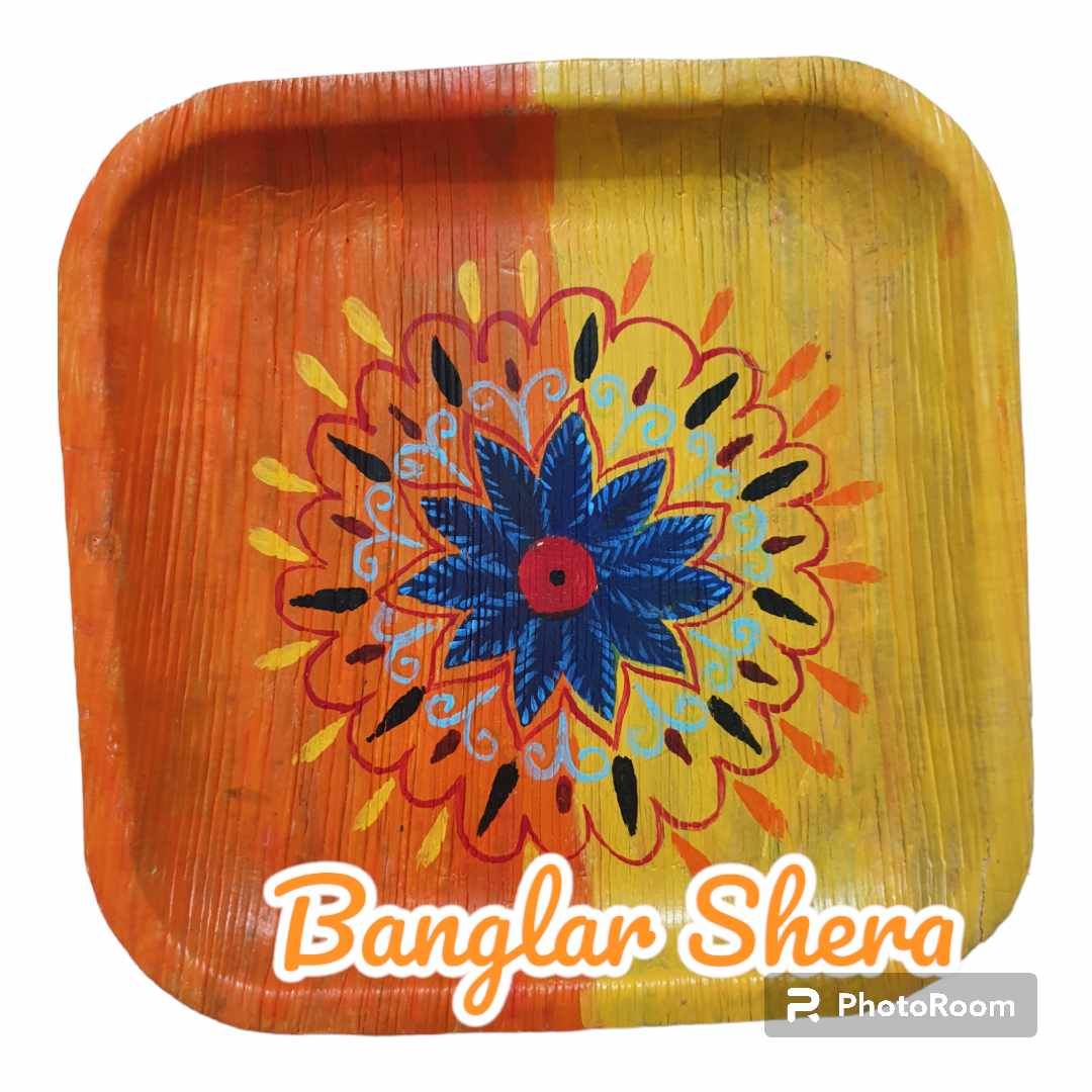 সুপারি খোলের পেইন্টিং প্লেট।
