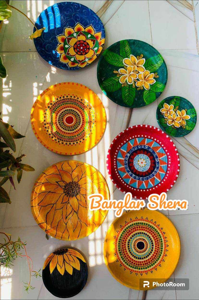 সুপারি খোলের পেইন্টিং প্লেট।