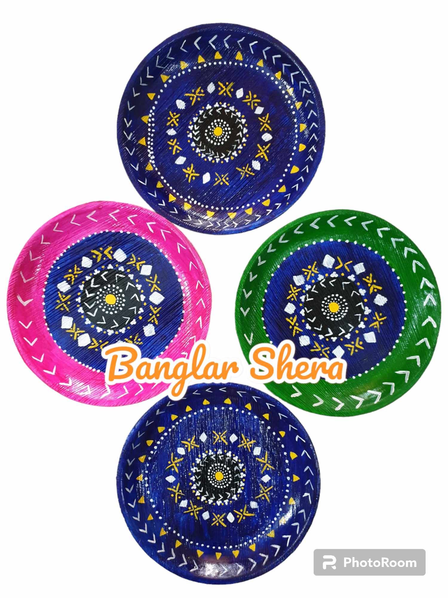 সুপারি খোলের পেইন্টিং প্লেট সেট।