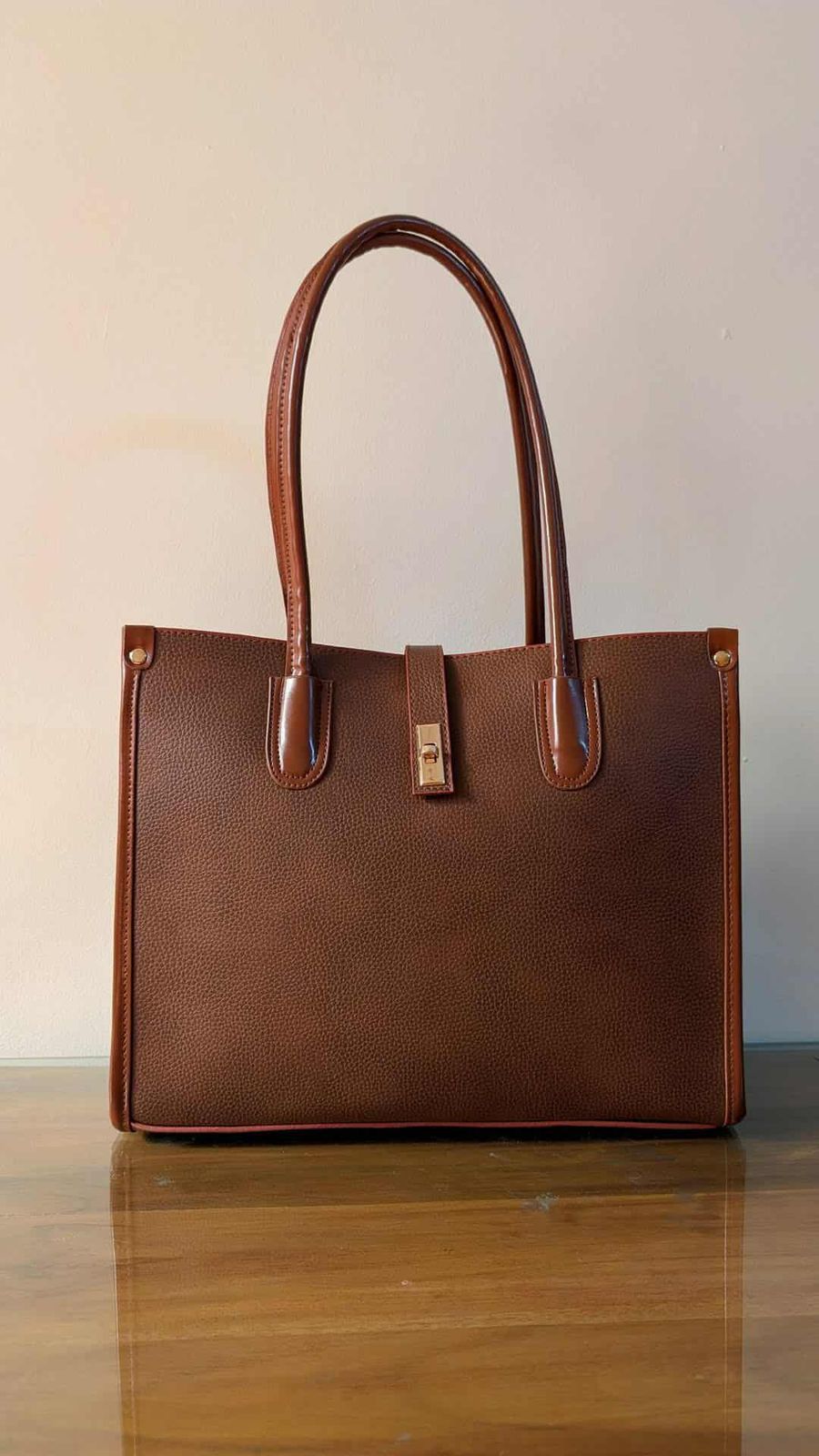 China pu double leather tote  bag
