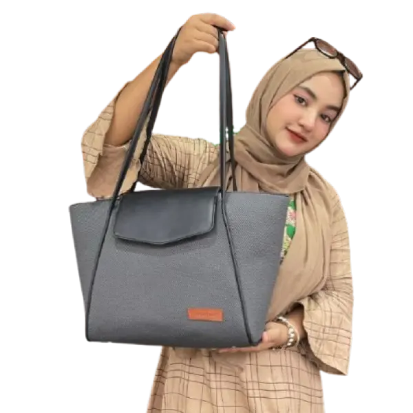 Textured pu leather tote bag