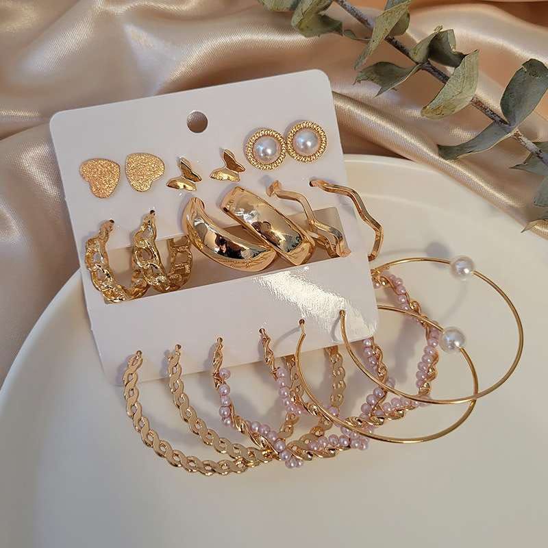 Fashionable New Trendy 9 Pairs Earring Set