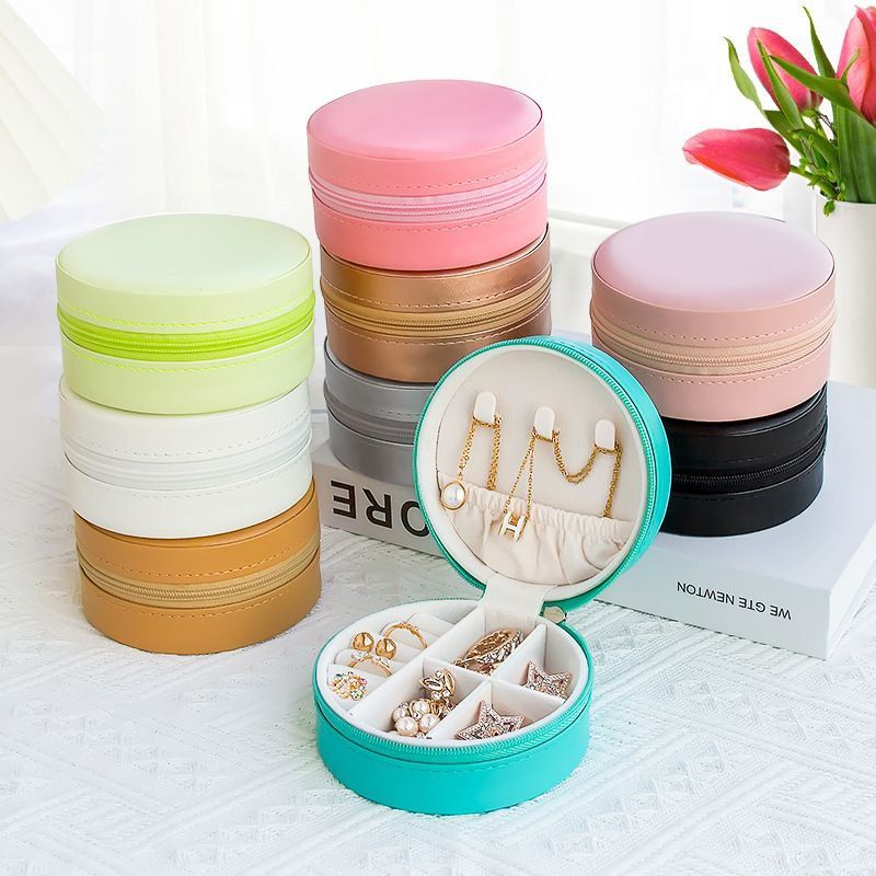 Round Mini PU Leather Jewelry Box