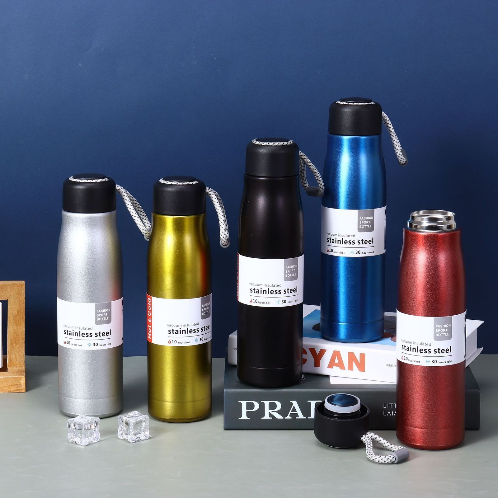 Water Bottles with Portable Lid 500 ML - Stainless Steel Metal Reusable Water Bottle