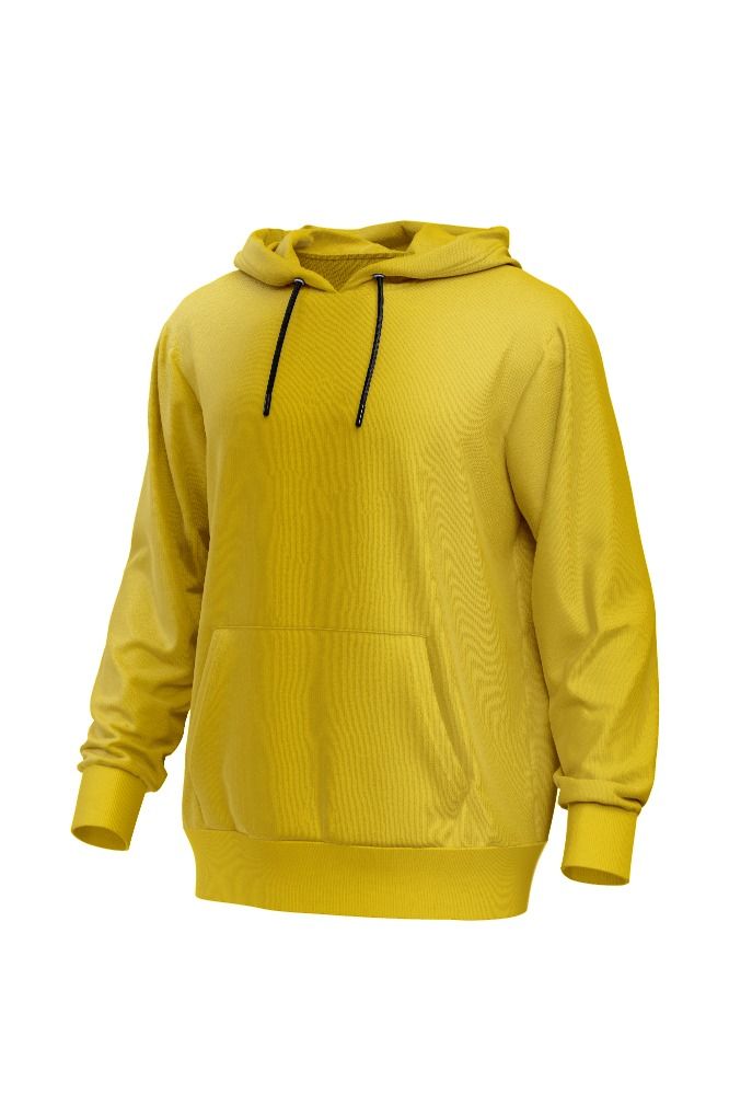 Men solid Hoodie - Yellow