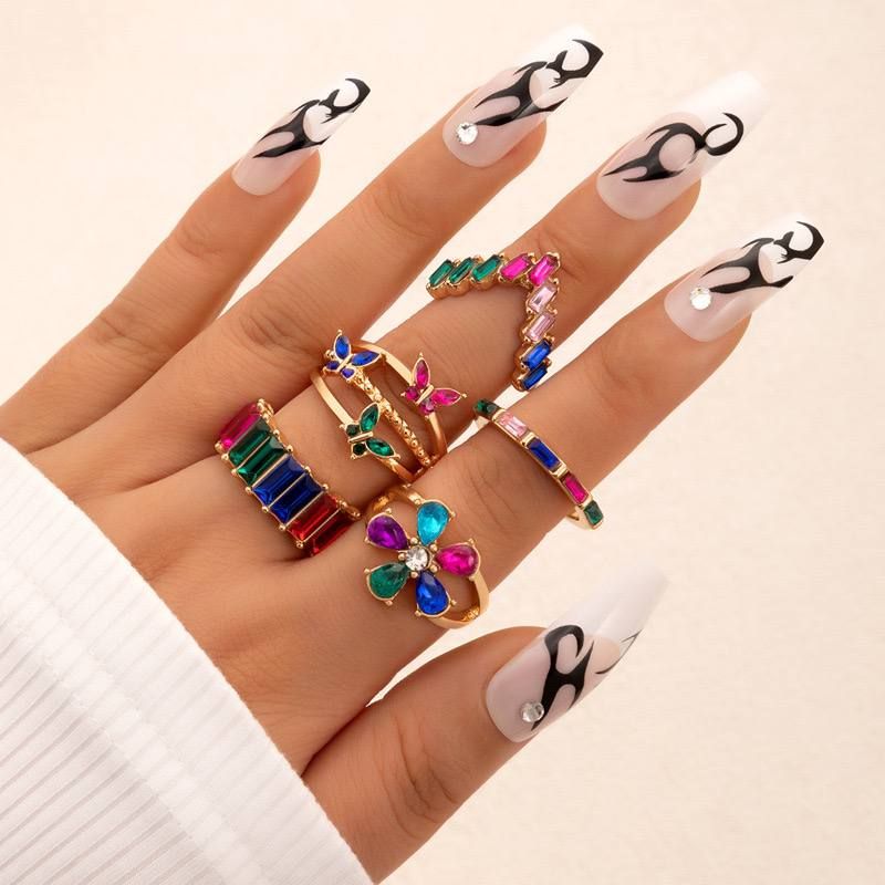 Vintage Multicolor Crystal Rings for Women