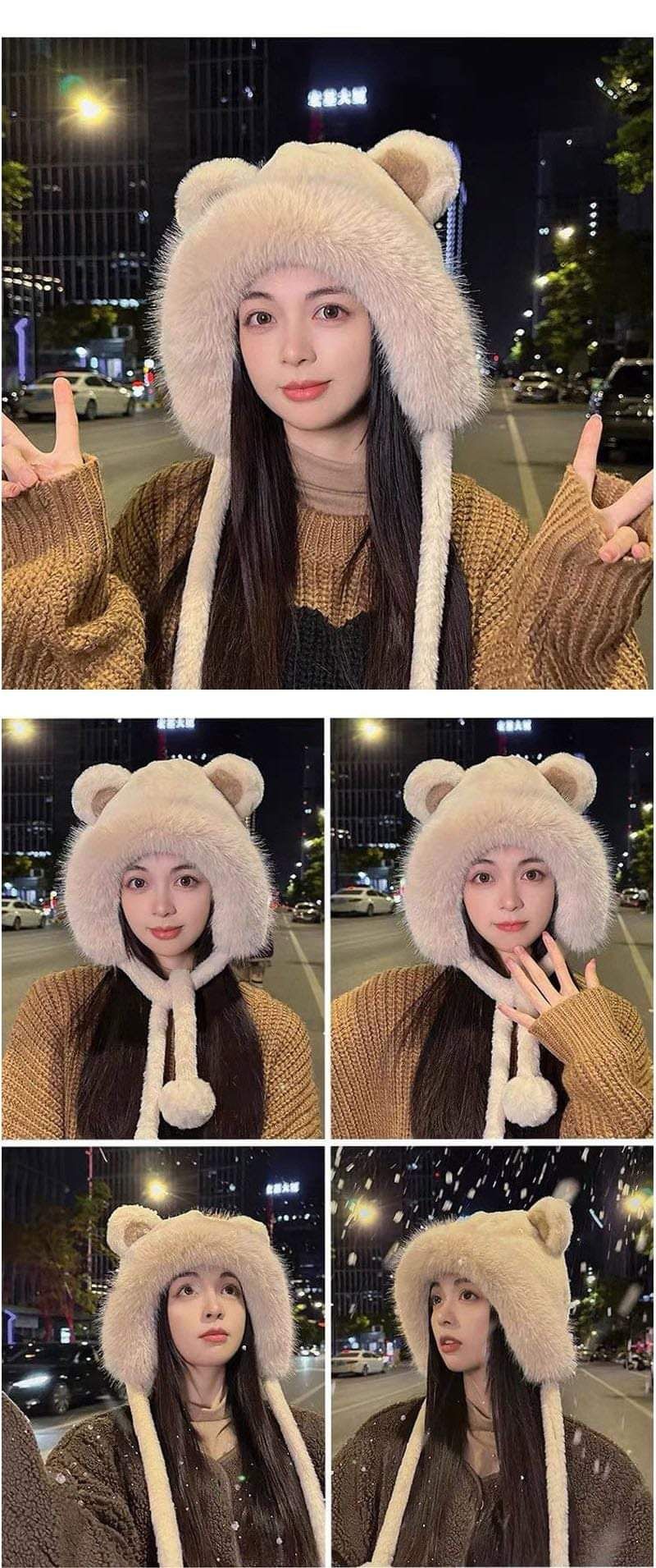 Bear Ear Fluffy Trapped Hat