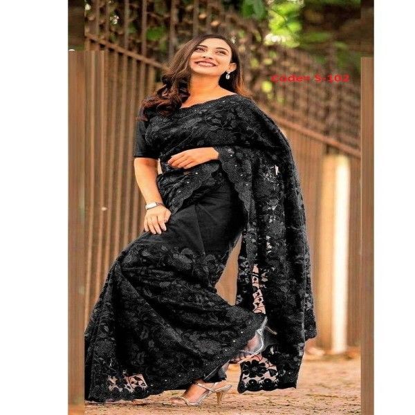 ইন্ডিয়ান জর্জেট শাড়ি ব্লাউজ পিস সহ