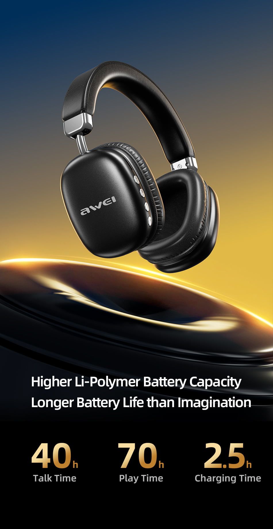 Awei AT7 Bluetooth wireless headphone stereo surround speaker with microphone headset