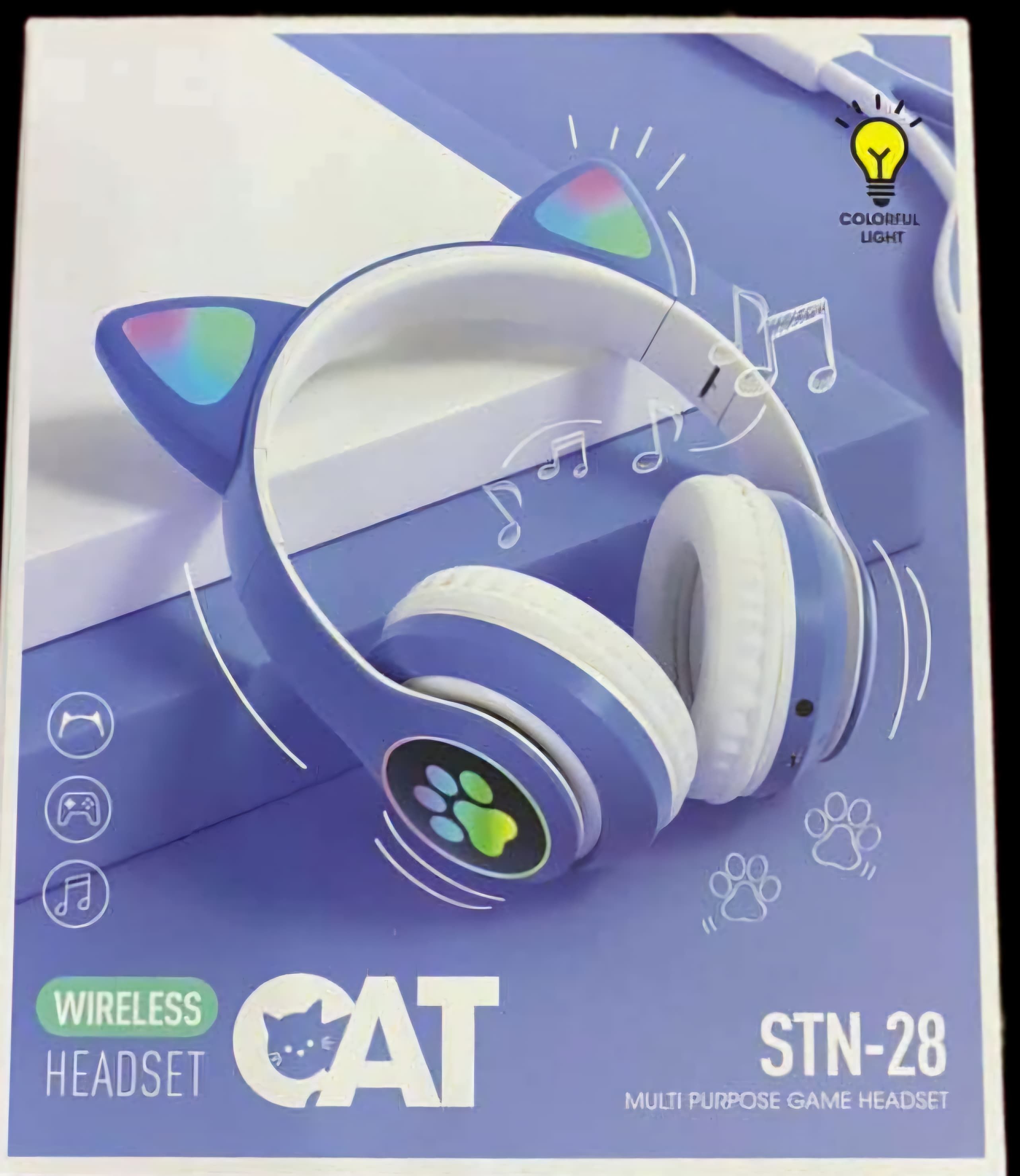LED Flash Cute Cat Ears Wireless Headphone With Microphone