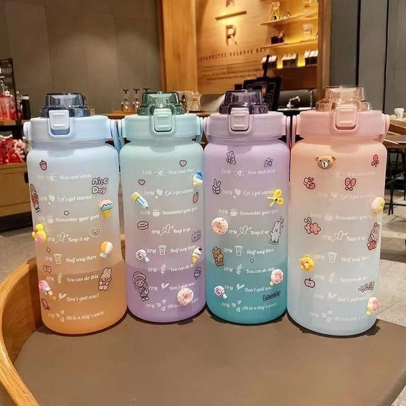 Kawaii 3D 2L Motivational Water bottle