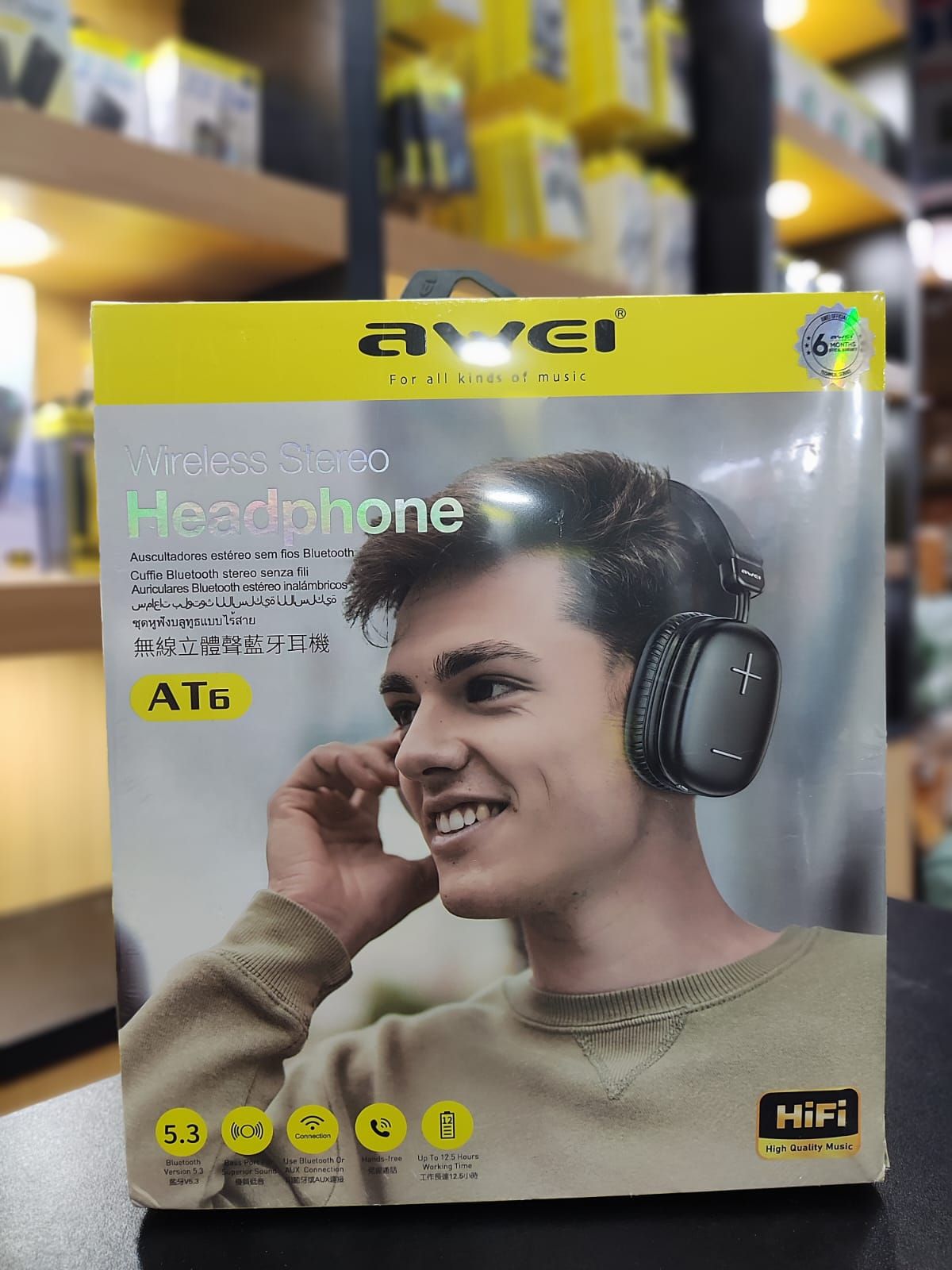 Awei AT6 Wireless Bluetooth Headphones-Black