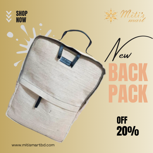 Jute Bag pack with leather Lining