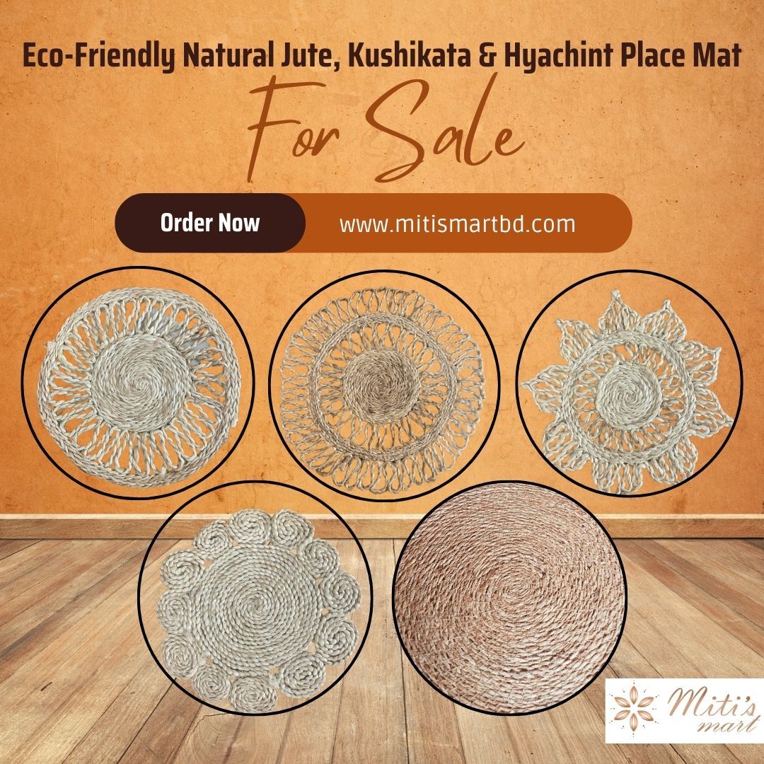 Eco-Friendly Natural Jute or Hyacinths Place Mat (6 Pcs)