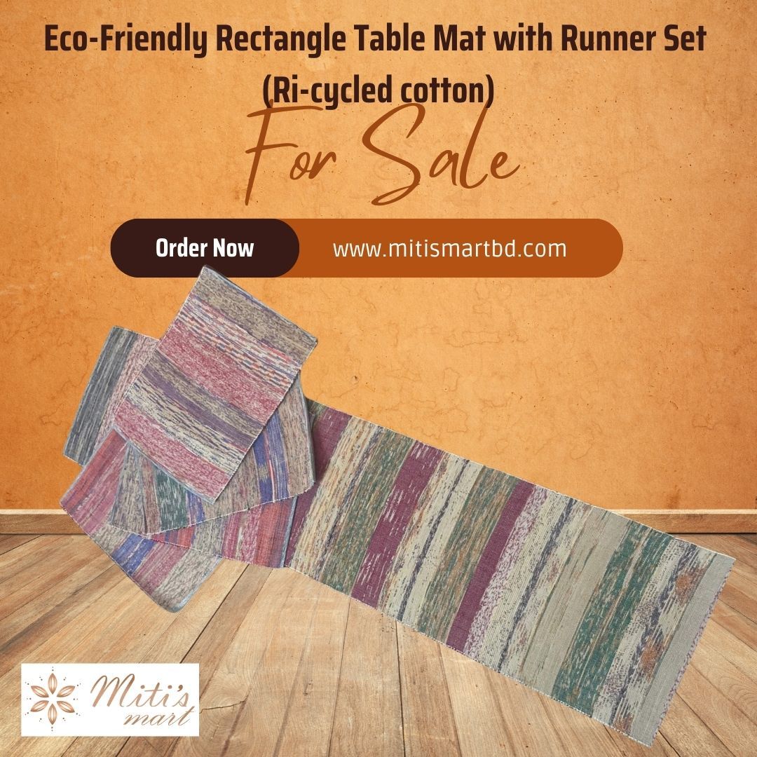 Ri-cycled cotton Eco-Friendly Rectangle Table Mat with Runner Set