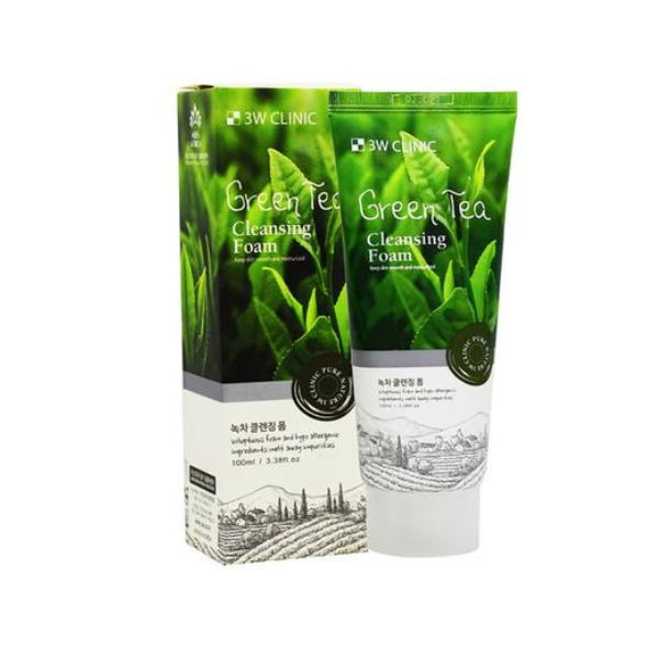 FACE WASH 3W CLINIC GREEN TEA CLAENSING FOAM 100ML