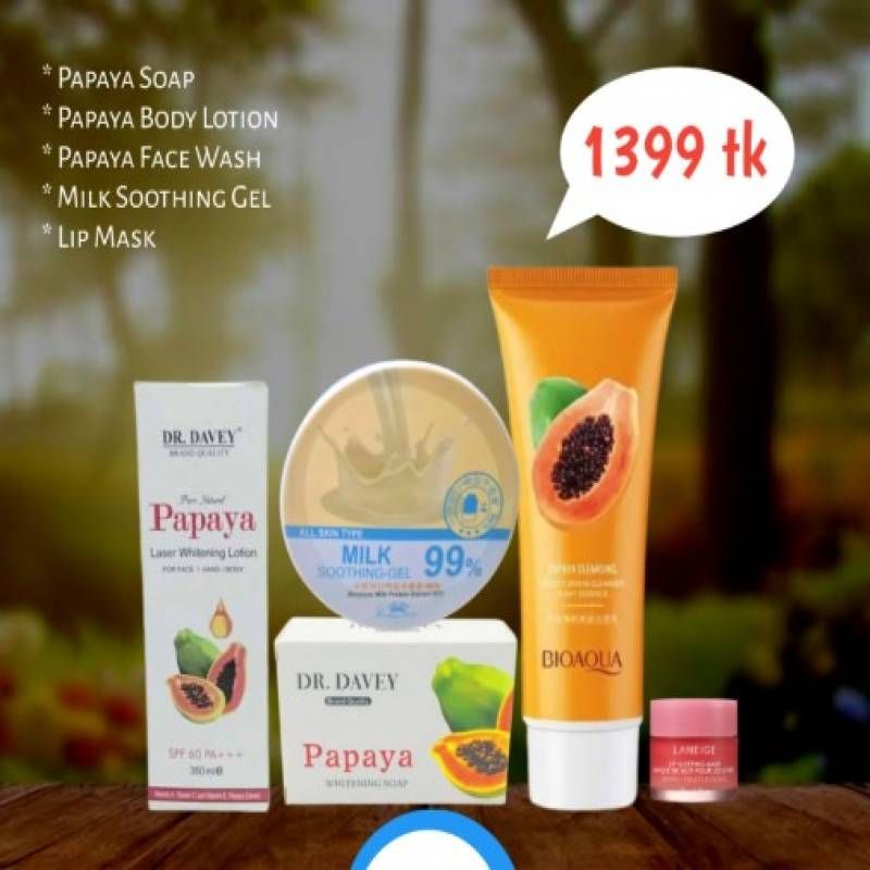 Papaya Soap Lotion Face Wash Soothing Gel & Lip Mask