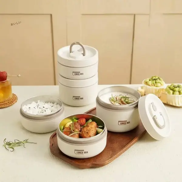 3 Pcs Stainless Steel Lunch Box With Bag