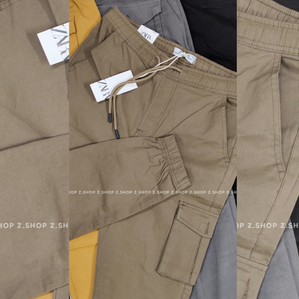 Brown 6 pocket drawstring joggers