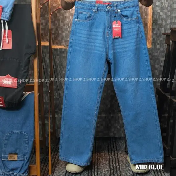 Mid Blue 4 Pocket Denim Baggy Jeans Pant
