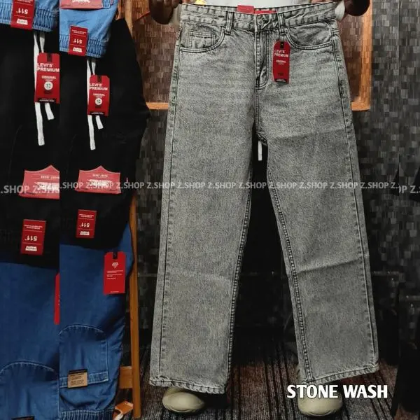 Stone wash 4 Pocket Denim Baggy Jeans Pant