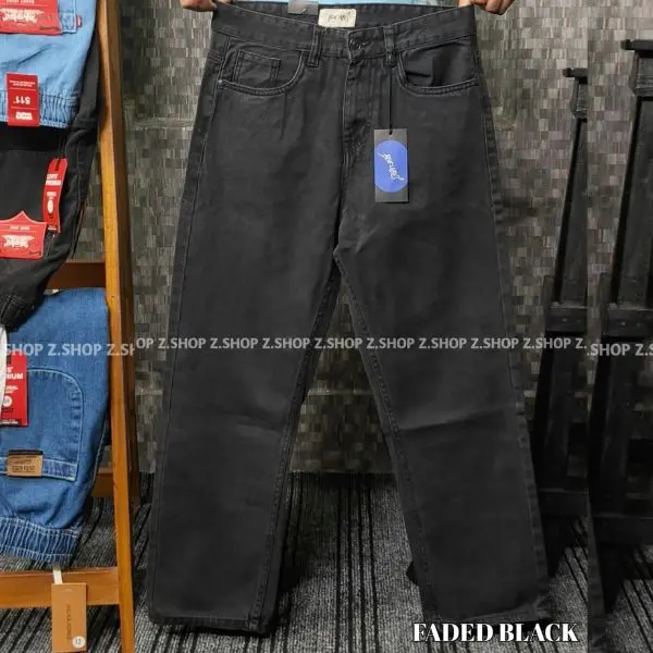 Faded Black 4 Pocket Denim Baggy Jeans Pant