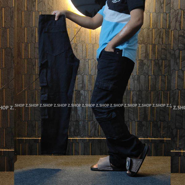 8 pocket baggy jeans black