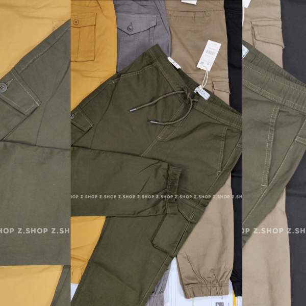 Olive 6 pocket drawsting joggers
