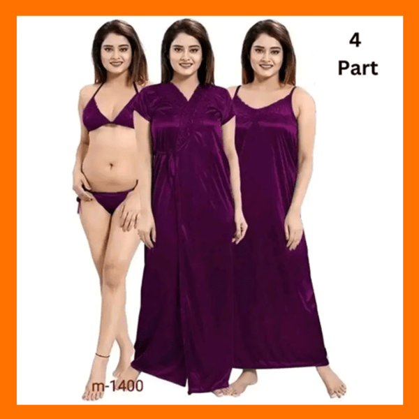 4 Part Best Quality Indian Night Dress (Purple)