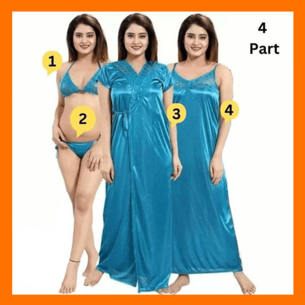 4 Part Best Quality Indian Night Dress (Sky Blue)