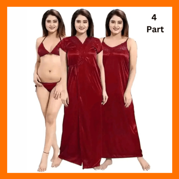 4 Part Best Quality Indian Night Dress (Maroon)