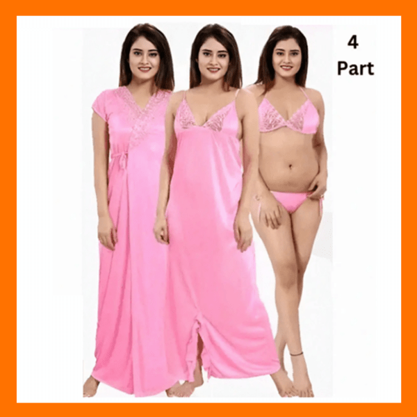 4 Part Best Quality Indian Night Dress (Baby Pink)