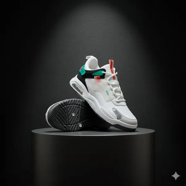 Premium Mens Imported Sneakers (White/Bottle Green/ Black)